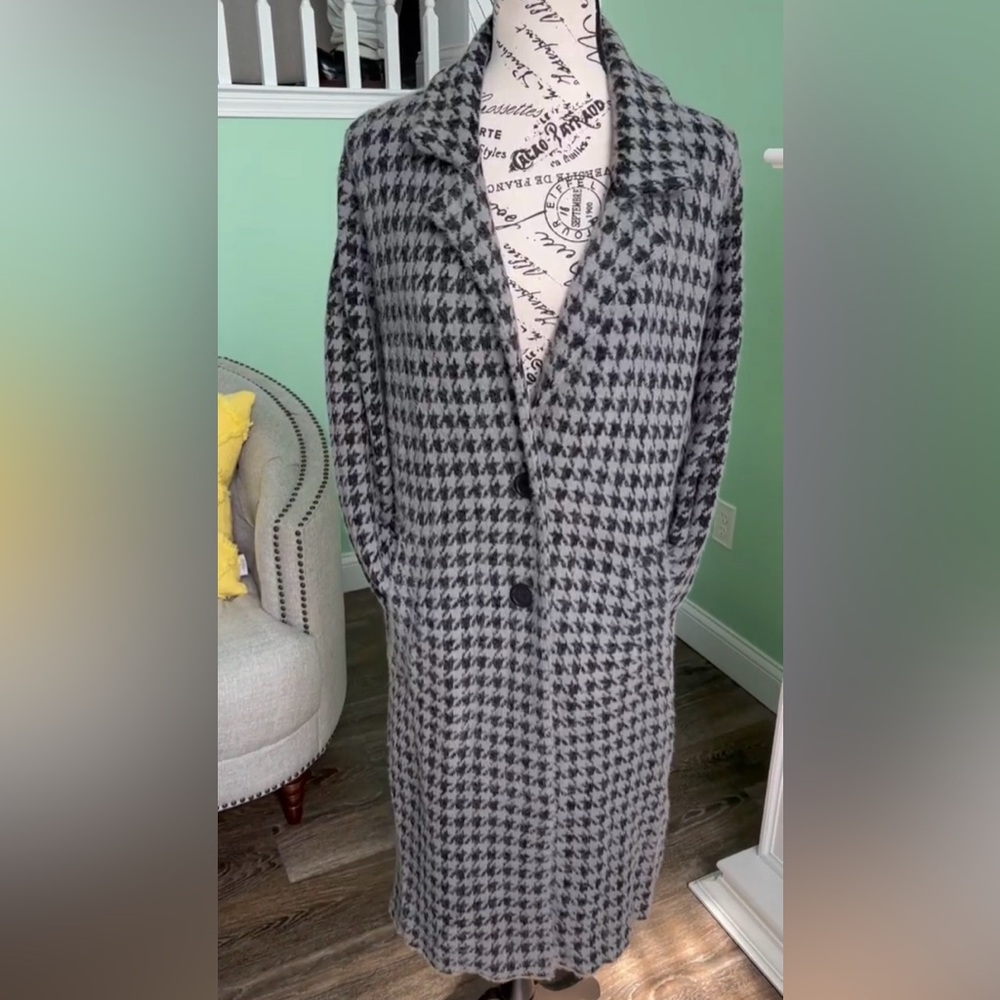 Max Studio Houndstooth Pattern Duster - image 2